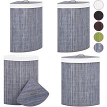 Vidaxl - Panier à linge d'angle Bambou Gris 60 l - panier à linge d'angle - paniers à linge d'angle - Home & Living - Gris