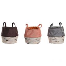 Dkd Home Decor - Panier à linge gris orange 28 x 28 x 30 cm (3 pièces)