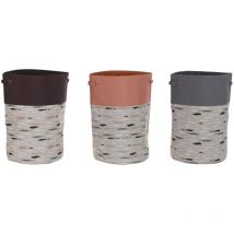 Dkd Home Decor - Panier à linge gris orange 40 x 40 x 60 cm (3 pièces)