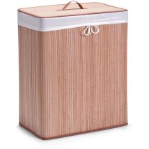 Panier à linge en bambou, brun clair, 104 l, 2 compartiments Zeller