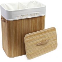 Wiltec - Panier à linge Pliable Bambou clair 150L Sac en lin Corbeille Bac à linge Panier de rangement Jouets Accessoires Salle de Bains