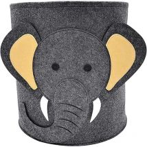 Linghhang - Panier à linge en feutre - Eléphant, panier pour bébé, panier de rangement rond, pliable, pour le bureau, la chambre à coucher, les