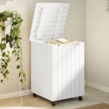 Torana - Panier à linge et roulettes rana 45x45x64 cm bois massif de pin
