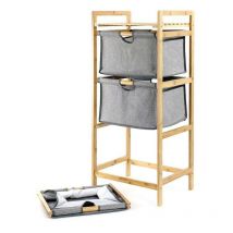 Le Poisson Qui Jardine - Panier à Linge Meuble Bambou, 3 niveaux, 3 bacs 96 cm de haut