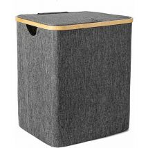 Shmshng - Panier à linge, Panier à linge avec couvercle - Pour salle de bain et chambre,gris - RWPanier à linge