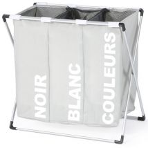 Panier à linge 3 compartiments pliable gris