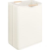 Panier à linge pliable, 60L Panier à linge avec Manche en Bois, Corbeille a Linge pour chambre à coucher, salle de bain, chambre d'enfant, voyage