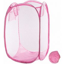 Panier à linge pliable en maille pour chambre à coucher, chambre d'enfant, dortoir d'étudiant et voyage (Rose)