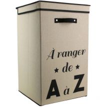 Panier à linge pliable en tissu 70L Famille Beige