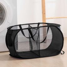 Ersandy - Panier à linge pliable, panier à linge 2 compartiments noir pop - up panier linge pliable panier a linge noir Panier à linge pliable avec