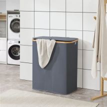 [en.casa] - Panier à linge Rusko 69 x 57 x 37 cm gris foncé