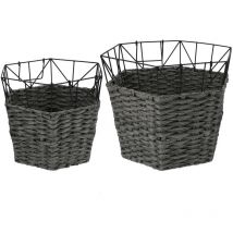 Eosnow Panier à linge sale en fer forgé, 2 pièces, panier à linge, organisateur de rangement, fournitures pour la maison