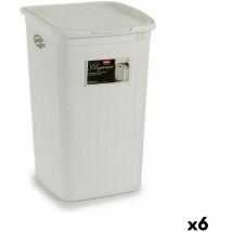 Stefanplast - Panier à linge elegance white plast plastic 50 l 36.5 x 54.5 x 38 cm (6 pièces)