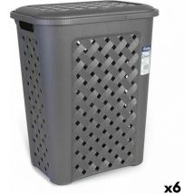 Tontarelli - Panier à linge arianna 30 l graphite 37.5 x 27.5 x 47 cm (6 pièces)