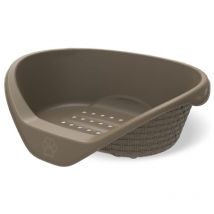 Panier aspect rotin 75 x 55 x 26 cm h gamme Nido couleur taupe pour chien Bama