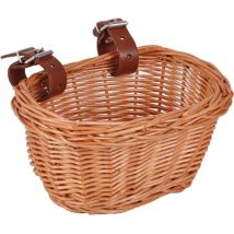 Einemgeld - Panier avant de vélo traditionnel moyen en osier avec sangles en cuir