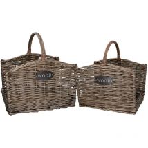 Webmarketpoint - Panier à bûches bois 1-2 blanchi cm50x39h31-36-53