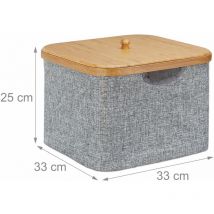 Panier boîte de rangement bambou et gris