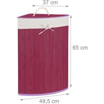 Helloshop26 - Panier corbeille à linge pliant pliable avec sac triangle 65 cm bambou violet
