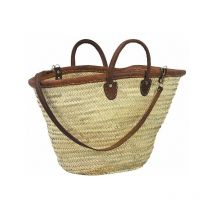 Panier couffin en palmier et cuir