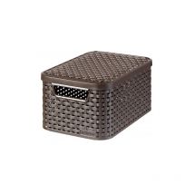 Curver 205839 Rangement Style Aspect Rotin S + Couvercle Deuxième Génération Polypropylène Chocolat