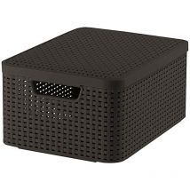 Curver 205847 Aspect Rotin Style Boîte De Rangement Taille M + Couvercle 2e Génération Polypropylène 39,29 X 29,3 X 18,7 Cm