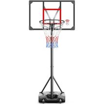 Panier de Basket-Ball Portable Hauteur Réglable 147 - 260cm,avec Roulettes,Exterieur Interieur pour Enfants/Adultes - Noir+Rouge