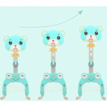 Aqrau Panier de basket Support de jeu, style ours,3 en 1 (basket, anneau de football) BLEU