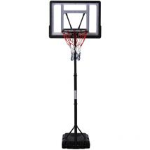 Panier de basketball sur pied - H. réglable 203-258 cm - roulettes, base de lestage - noir