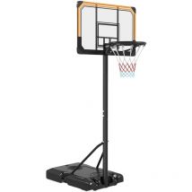 Panier de basketball sur pied roulettes - hauteur réglable arceau 182-213cm - acier polycarbonate orange noir