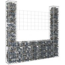 Panier de gabion en forme de u avec 2 poteaux Fer 140x20x150 cm