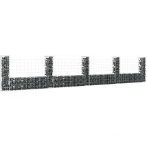 Jinlefu - Panier de gabion en forme de u avec 5 poteaux Fer 500x20x100 cm