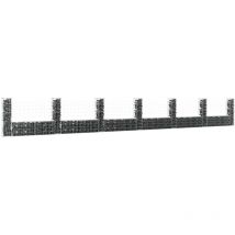 Panier de gabion en forme de u avec 7 poteaux Fer 740x20x100 cm