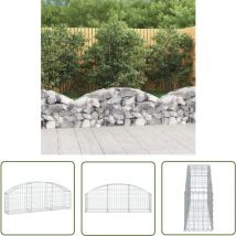 Er-siice - The Living Store Panier de gabions arqué 150x30x40/60 cm Fer galvanisé - Paniers De Gabions - Mur De Gabions - Clôture De Jardin