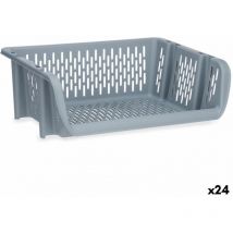 Kinvara - Panier à légumes gris en polypropylène (30 x 13,5 x 38,7 cm) (24 pièces)