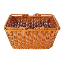 Panier de pique-nique portable en rotin artificiel durable fait à la main Panier de courses de supermarché en rotin tissé