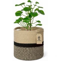 Jalleria - Panier de plantes en corde de coton tissé pour jardinières d'intérieur de sol de pot de fleur de 20 cm, organisateur de panier de