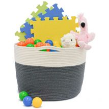 Dunedesign - Panier de Rangement Ø39x30 35L Corbeille à Linge en Osier Panier à Jouets Rond