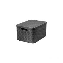 Panier Curver l avec couvercle 30L / gris foncé