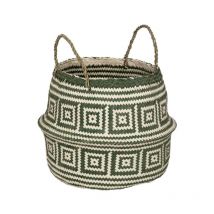 Panier de Rangement Déco 'Frise' 40cm Vert