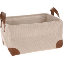 Panier de rangement en velours côtelé avec poignées, 36 x 26 x 19 cm