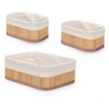 Panier en bambou VIVID pour salle de bain, 3 pièces