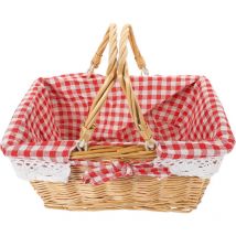 Panier en osier avec poignée pliante Panier de pique-nique extérieur Panier de rangement en osier tissé à la main