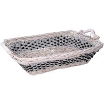 Panier en osier rectangulaire bleu blanc cm53/59x38h13