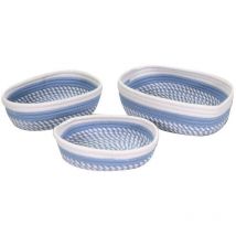 Panier en tissu 1-3 bleu blanc ovale cm28x23h7,5