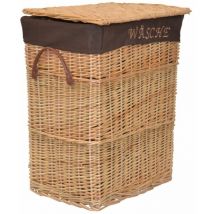 Décoshop26 - Panier à linge en osier couleur naturelle insert en tissu coffre avec poignées MED05175