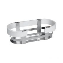 Koh-i-noor - Panier materia en acier inox chromé blanc et aluminium brillant éloxé - L27,5 x l12 x h8 cm - avec adhésif 3M