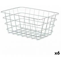 Panier polyvalent en métal argenté 31 x 14 x 21 cm rectangulaire (6 pièces)