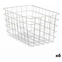 Panier polyvalent en métal argenté 38 x 21 x 26 cm rectangulaire (6 unités)
