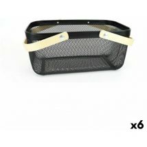 Confortime - Panier polyvalent métal bois 40 x 28 x 18 cm (6 pièces)